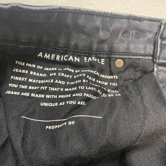 American Eagle Slim Jeans 32X31 Next Level Flex Slim Stretch Black Distressed - Picture 5 of 12